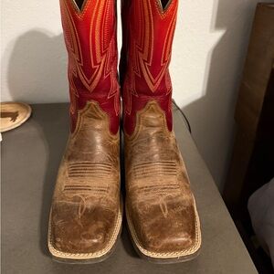 Ariat Western Cowboy Boots Brown and Red Leather
